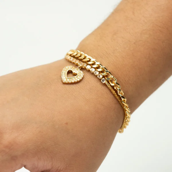 Pulseira Cravejada com pingente Coração - Image 5
