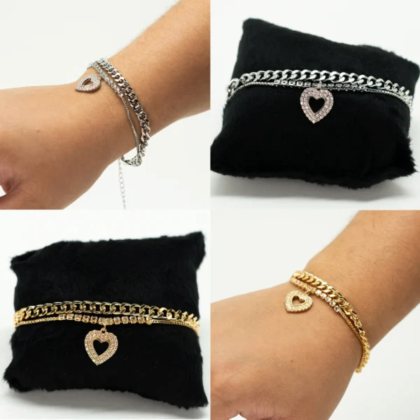 Pulseira Cravejada com pingente Coração - Image 2