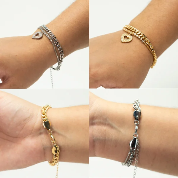 Pulseira Cravejada com pingente Coração - Image 3