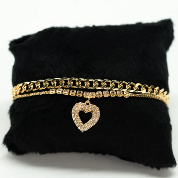 Pulseira Cravejada com pingente Coração - Image 7